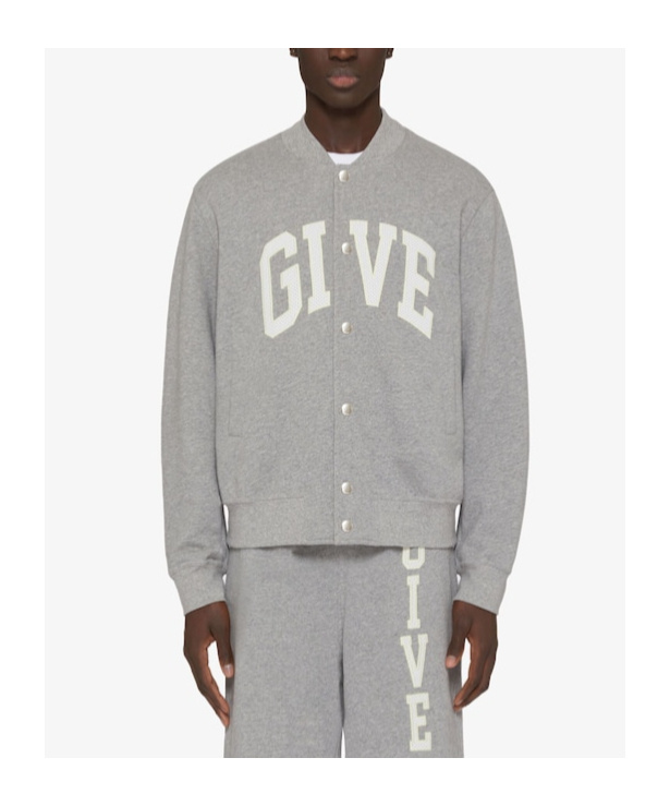 Givenchy Cotton Varsity Bomber Jacket In Gray