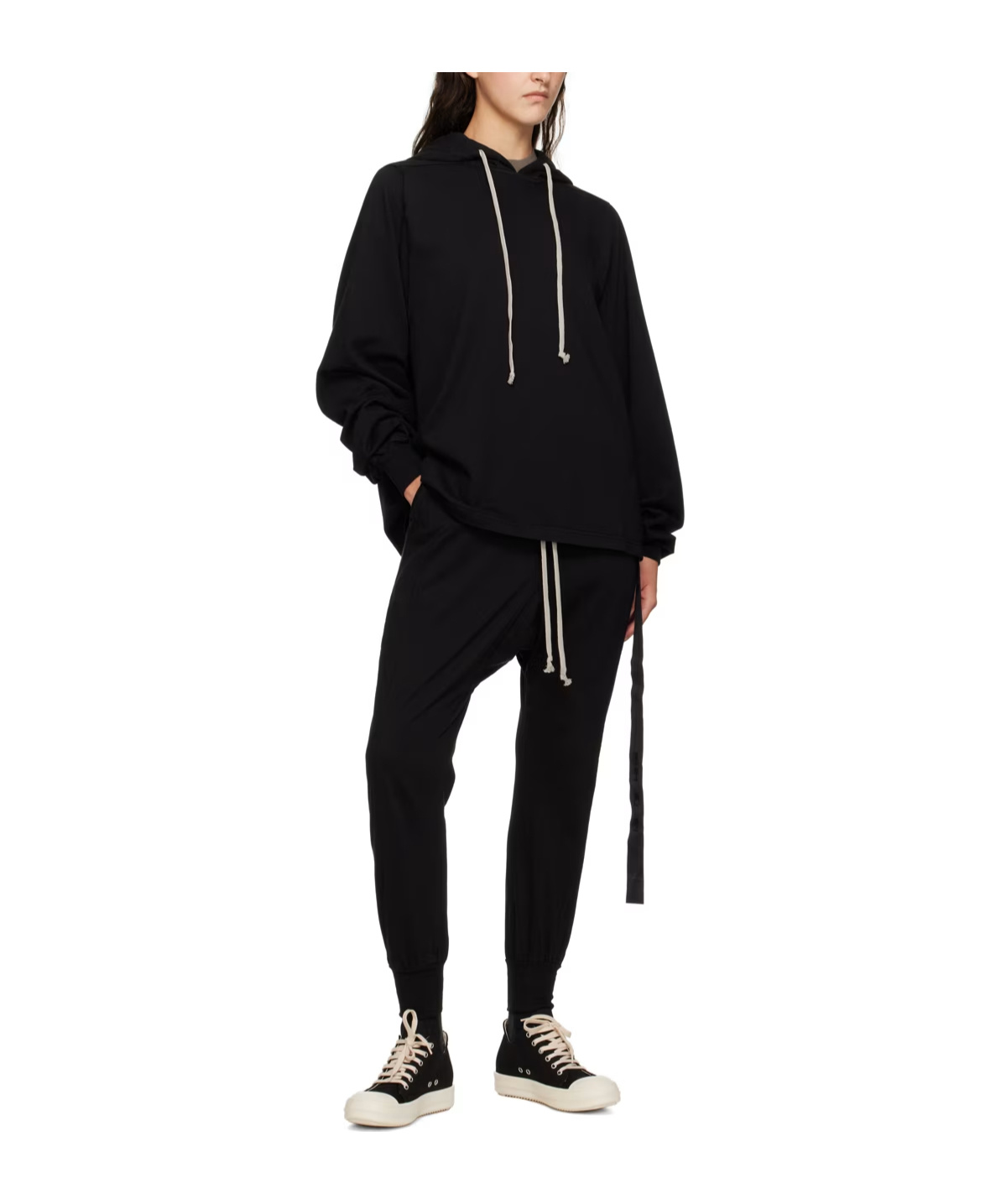 Rick Owens Drkshdw Cotton Drop-crotch Trousers In Black