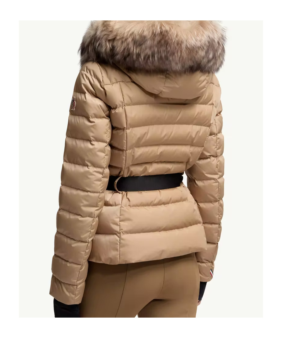 Moncler Beverley Hooded Shearling-trimmed Ski Down Jacket In Animal Print