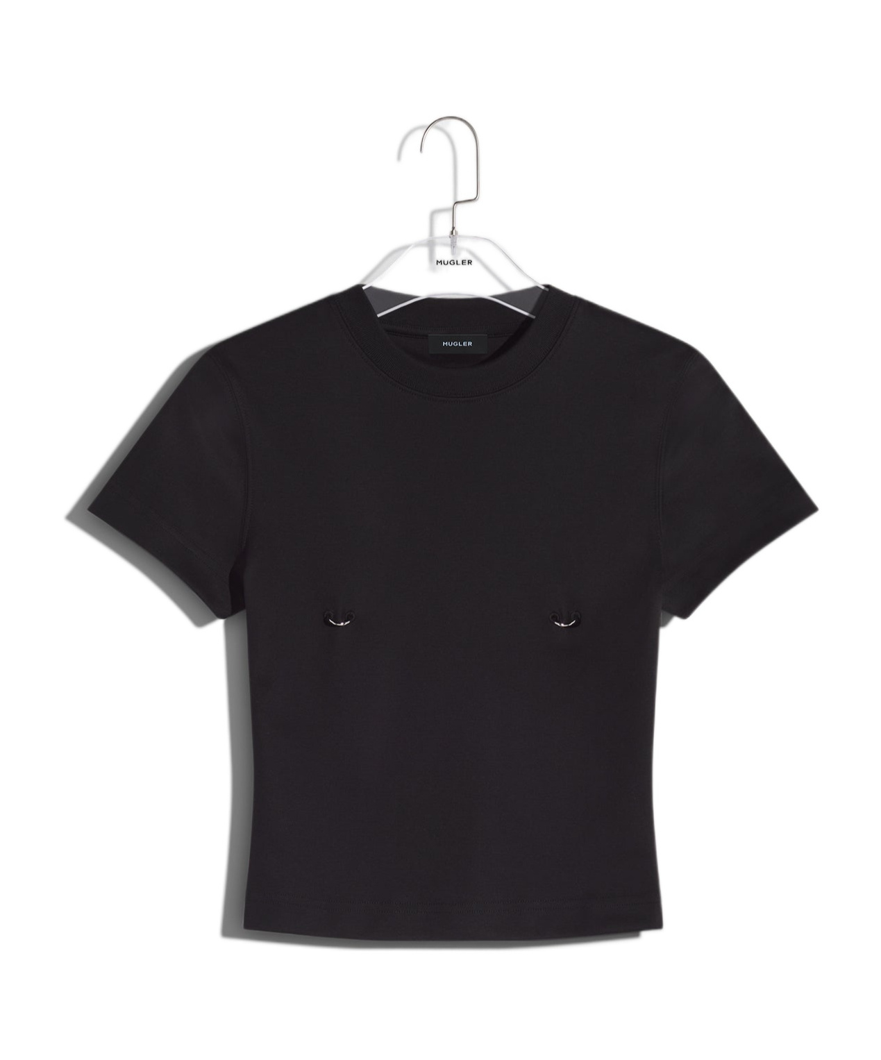 Mugler Cropped Tshirt Embellished Embellishments In Black
