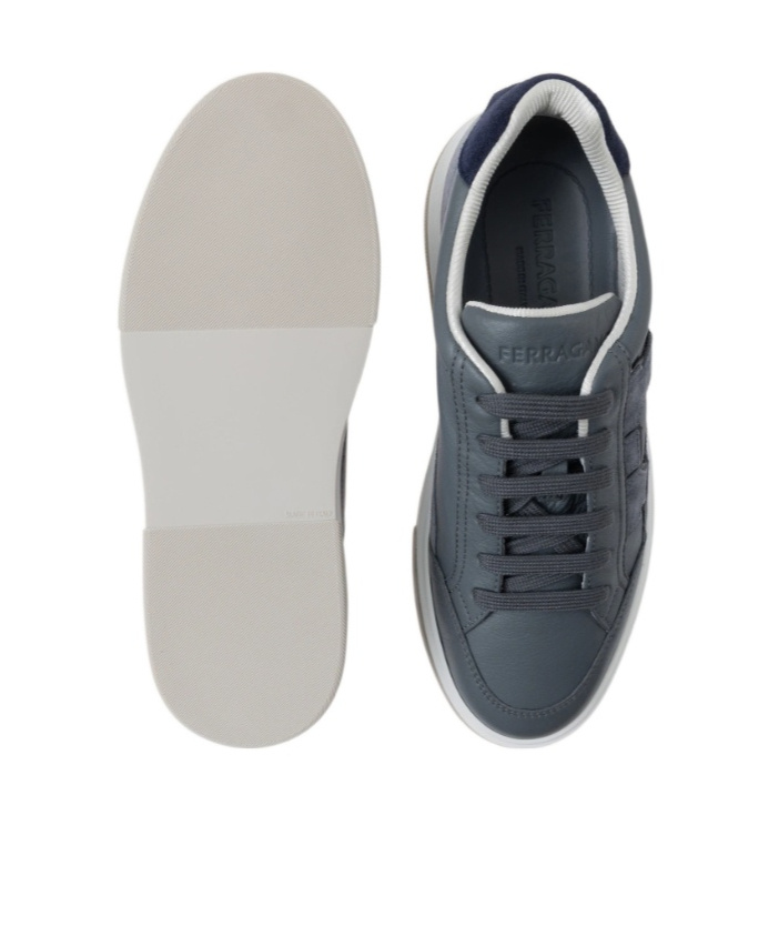 Ferragamo Gancini Suede Low-top Sneakers In Gray