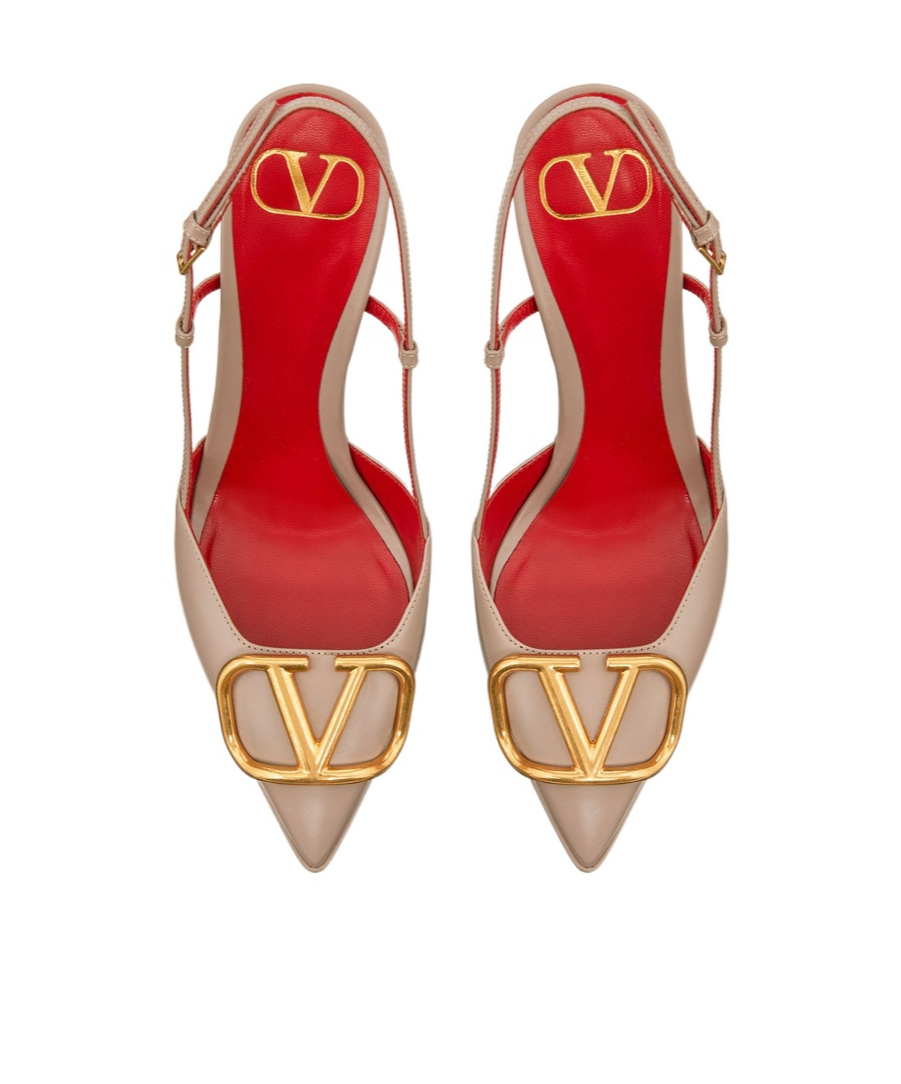 Shop Valentino Vlogo Signature Calfskin Slingback Platform Pump 120mm In Nude