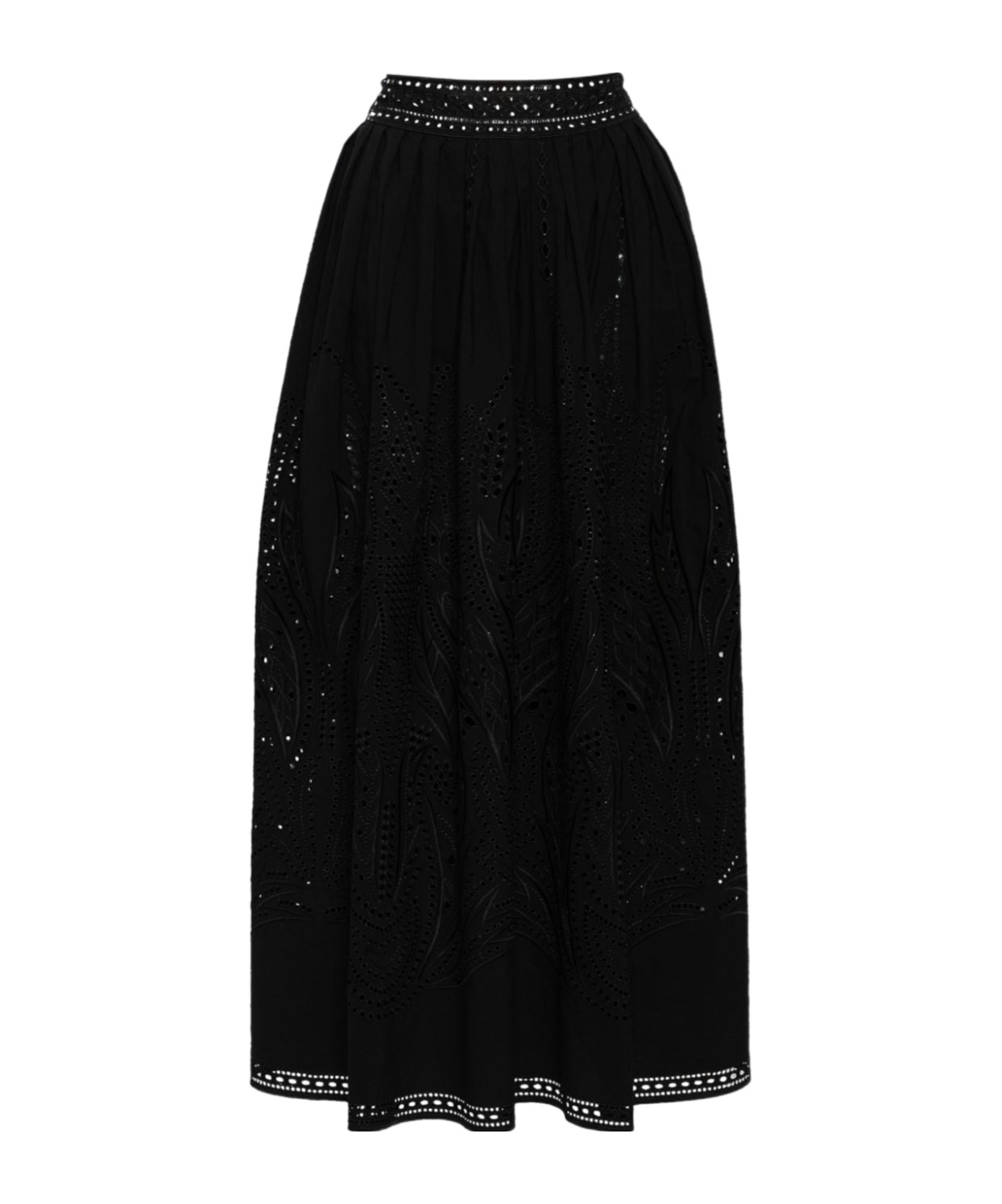 Alberta Ferretti Lace-detail Maxi Skirt In Black
