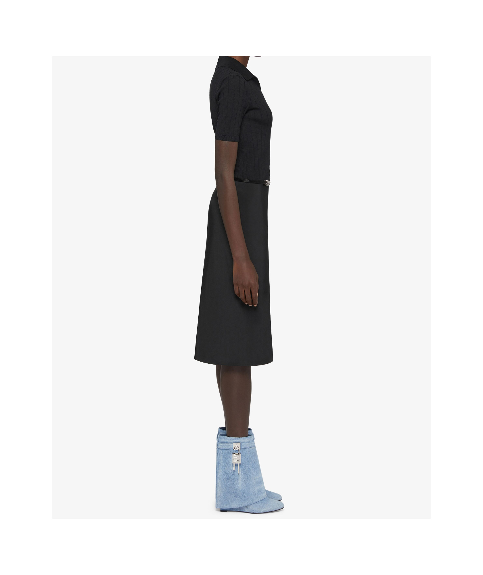 Givenchy Shark Lock Denim Ankle Boots In Medium Blue