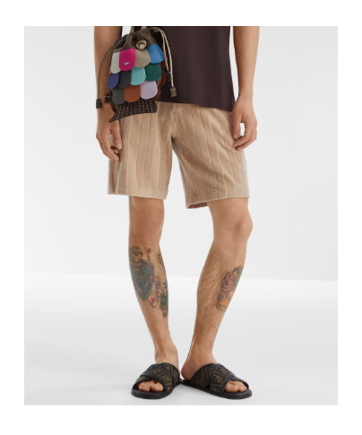 Fendi Terry Ff-jacquard Stripe Shorts In Multi