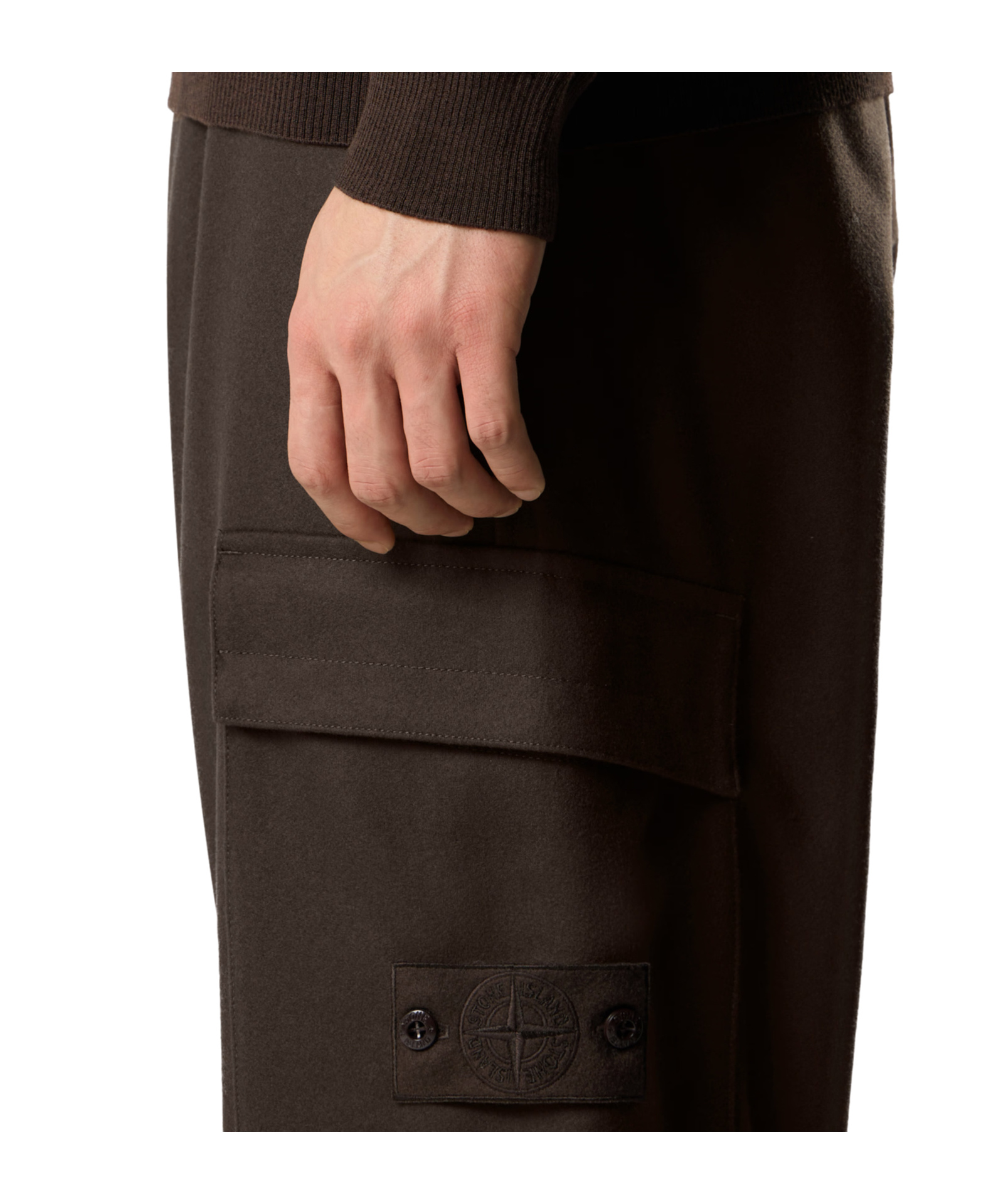 Stone Island Loose-fit Cargo Trousers With Elasticated Zipped Cuffs In Brown