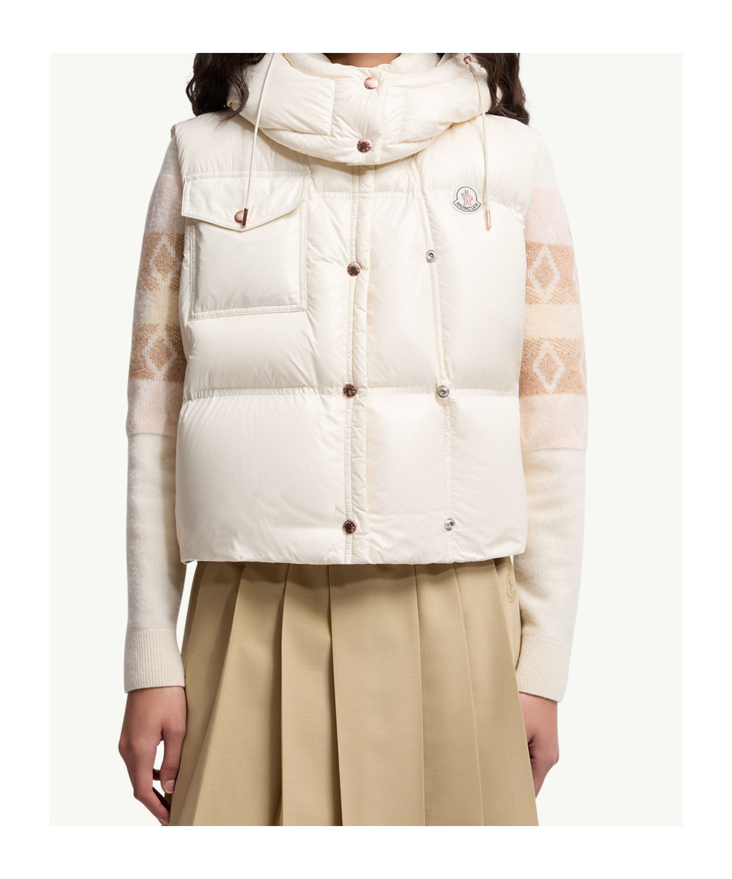 Moncler Pario Sleeveless Down Jacket In Neutral