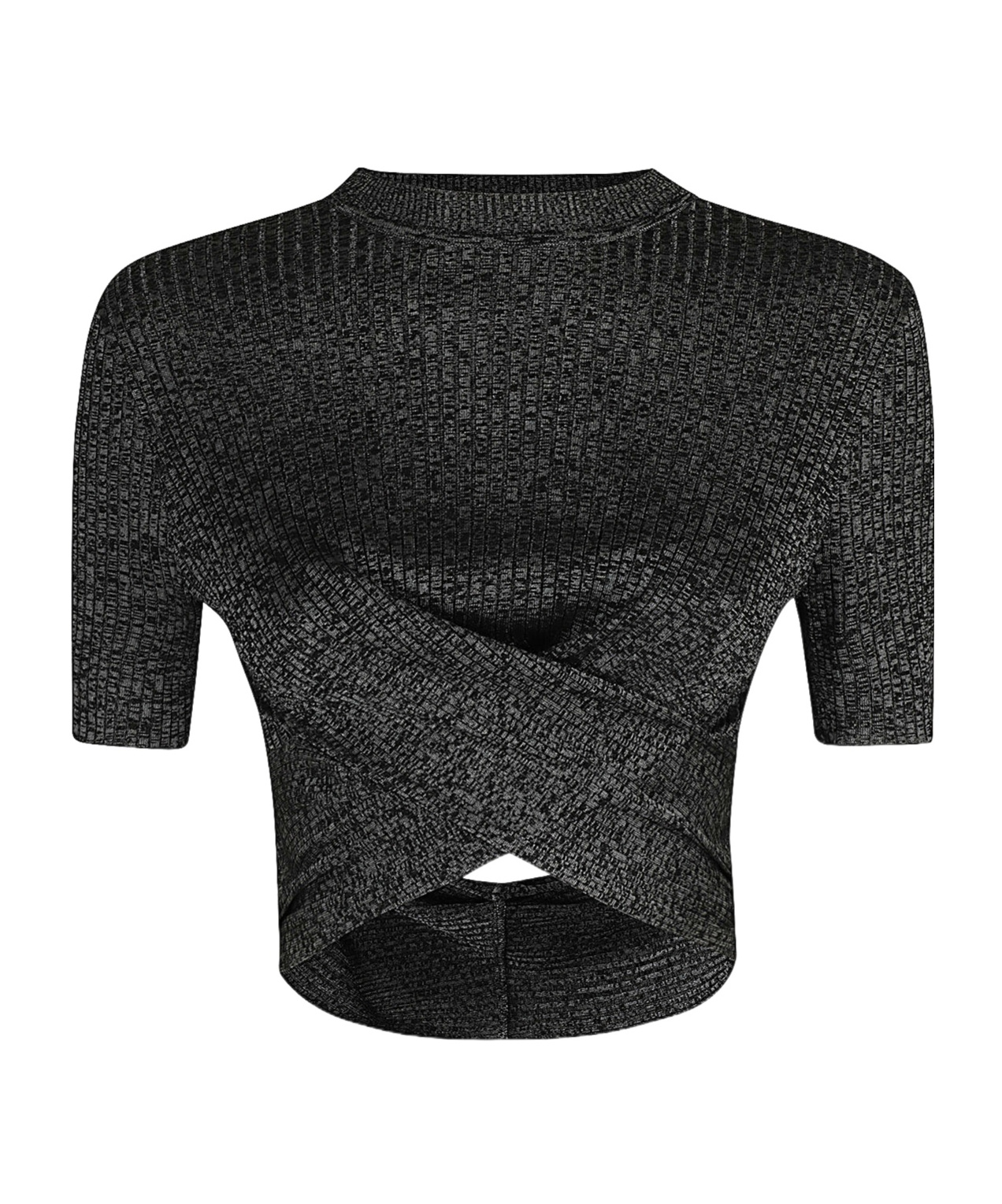 Moschino Crossover Ribbed Crop Top In Black