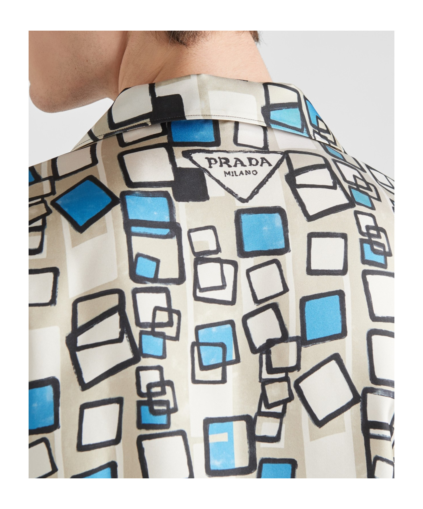 Prada Geometric-print Short-sleeve Shirt In Neutral