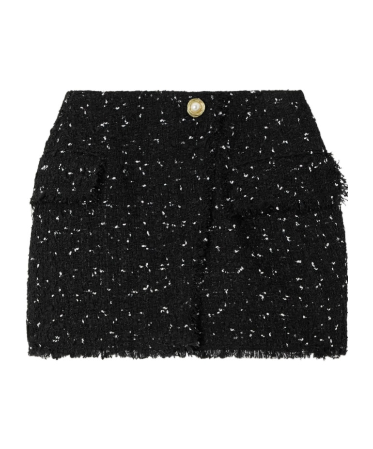 Balmain Tweed Mini Skirt In Black