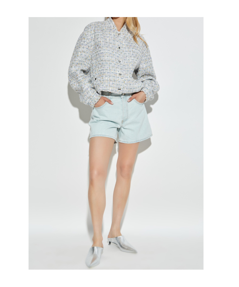 Iro Noemy Tweed Buttoned Jacket In Blue