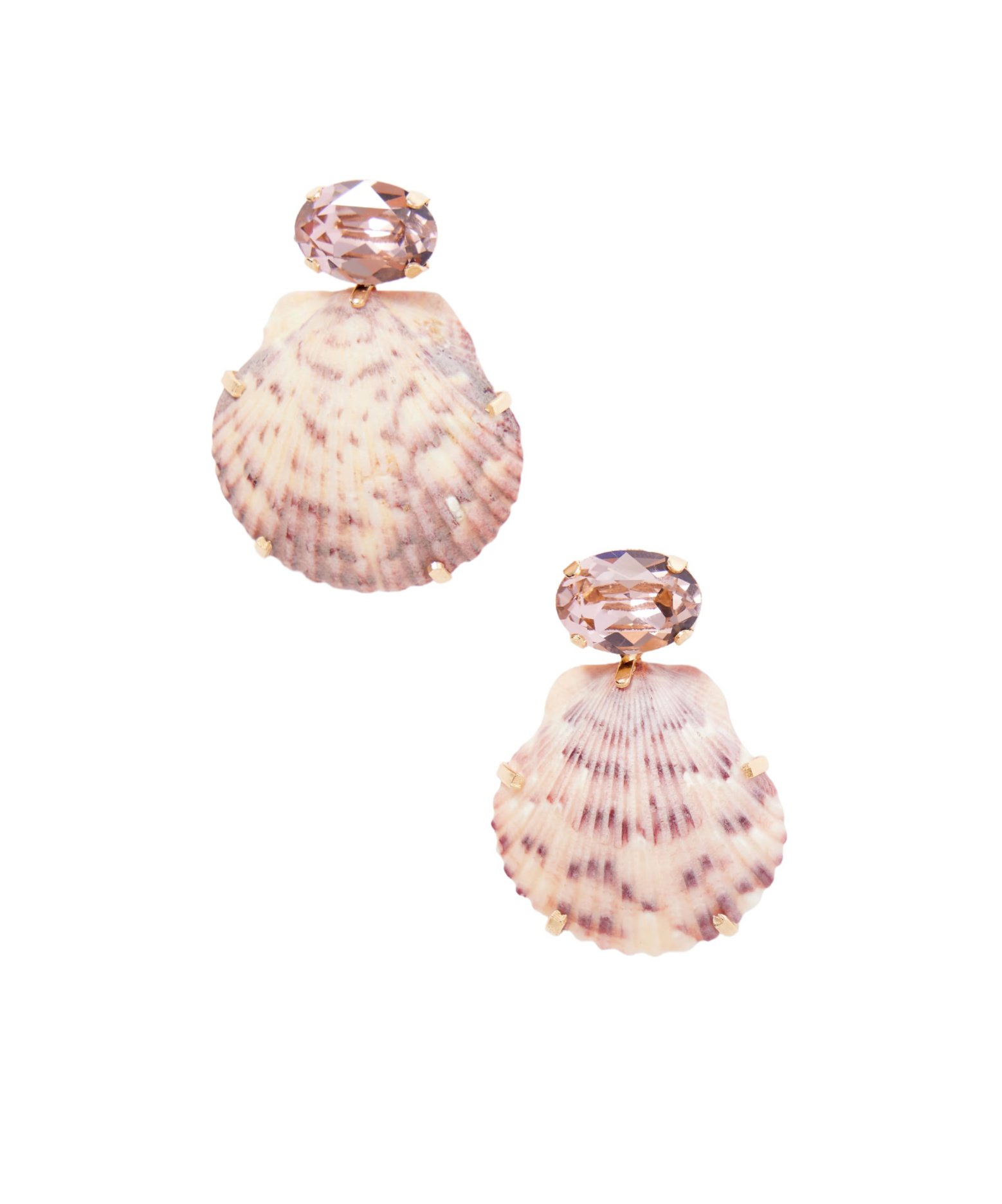 Jennifer Behr Pink Crystal Shell Earrings