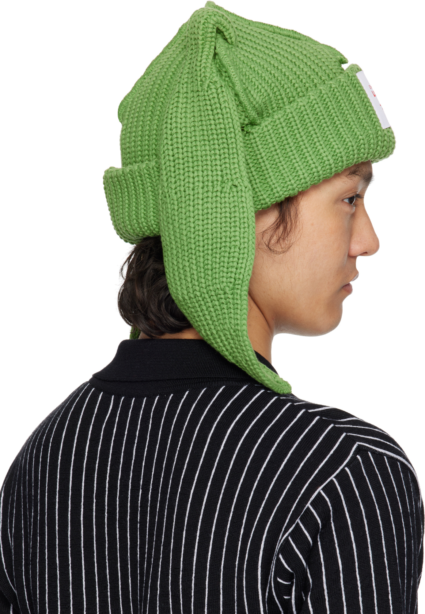 Charles Jeffrrey Loverboy Green Chunky Rabbit Beanie In Green