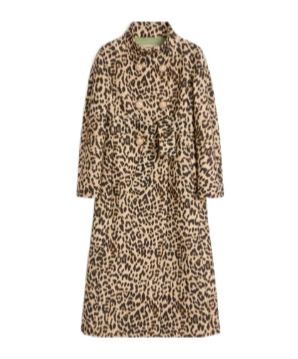 Valentino Leopard Print Belted Coat In Brown