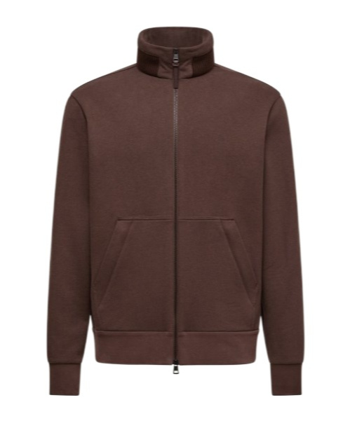 Moncler Cotton And Cashmere Zip-up Sweatshirt In Brown