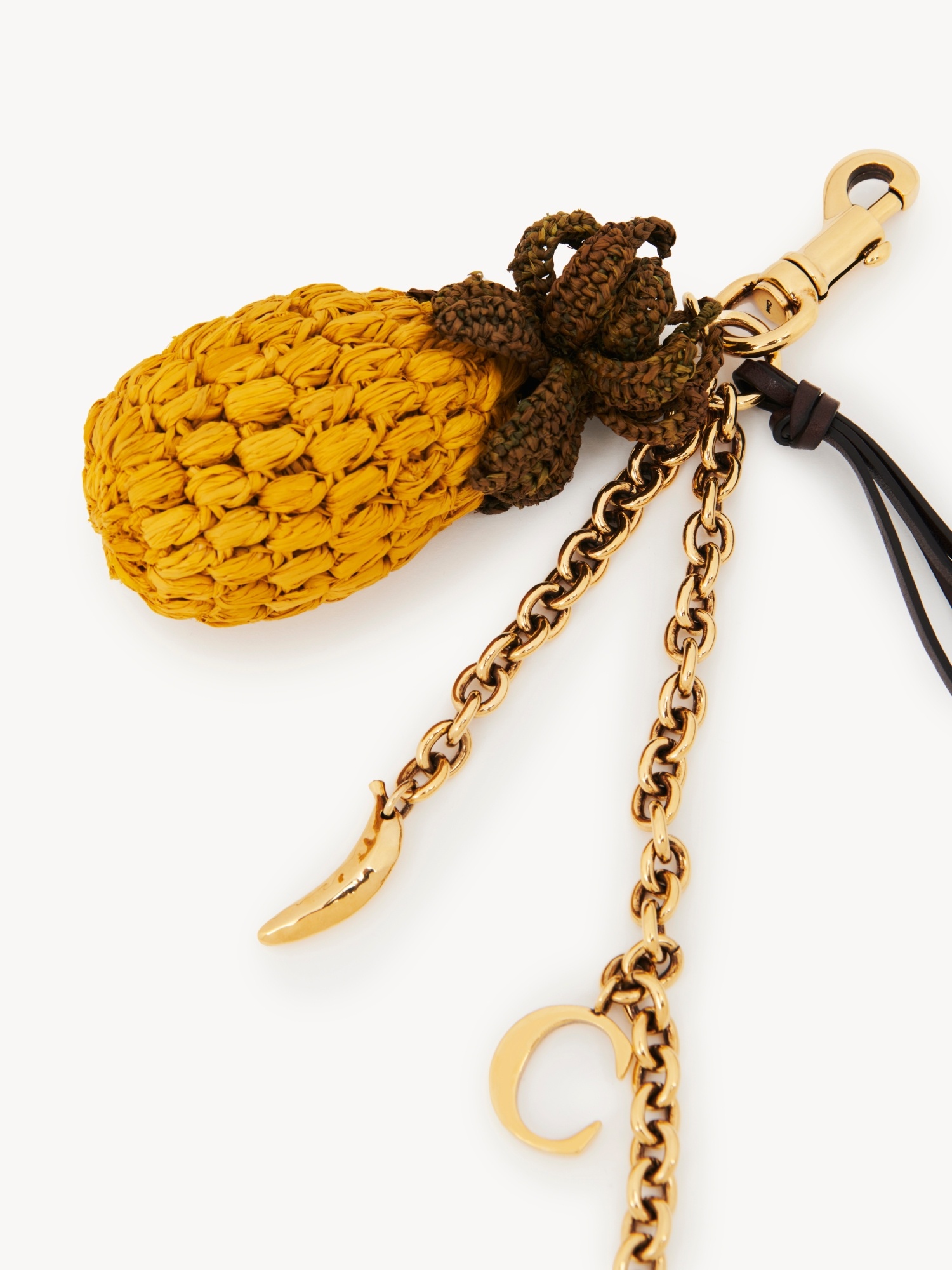 Chloé Pineapple Raffia, Metal And Leather Bag Charm
