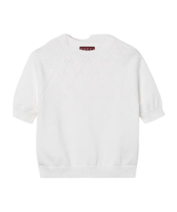 Gucci Gg Cotton Crewneck Top In White