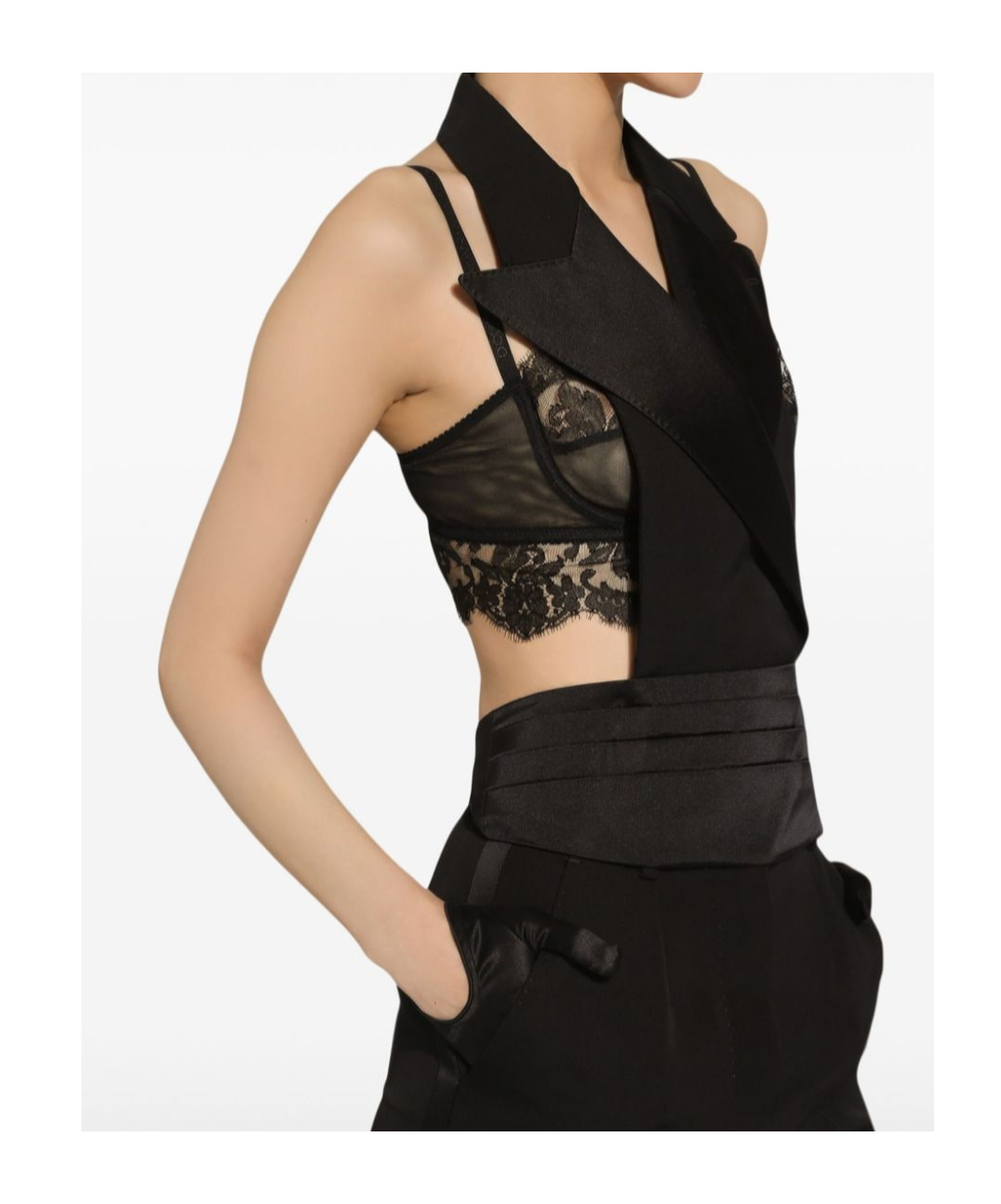 Dolce & Gabbana Black Double-breasted Vest With Rear Cut-out In Silk And Wool Woman In Black