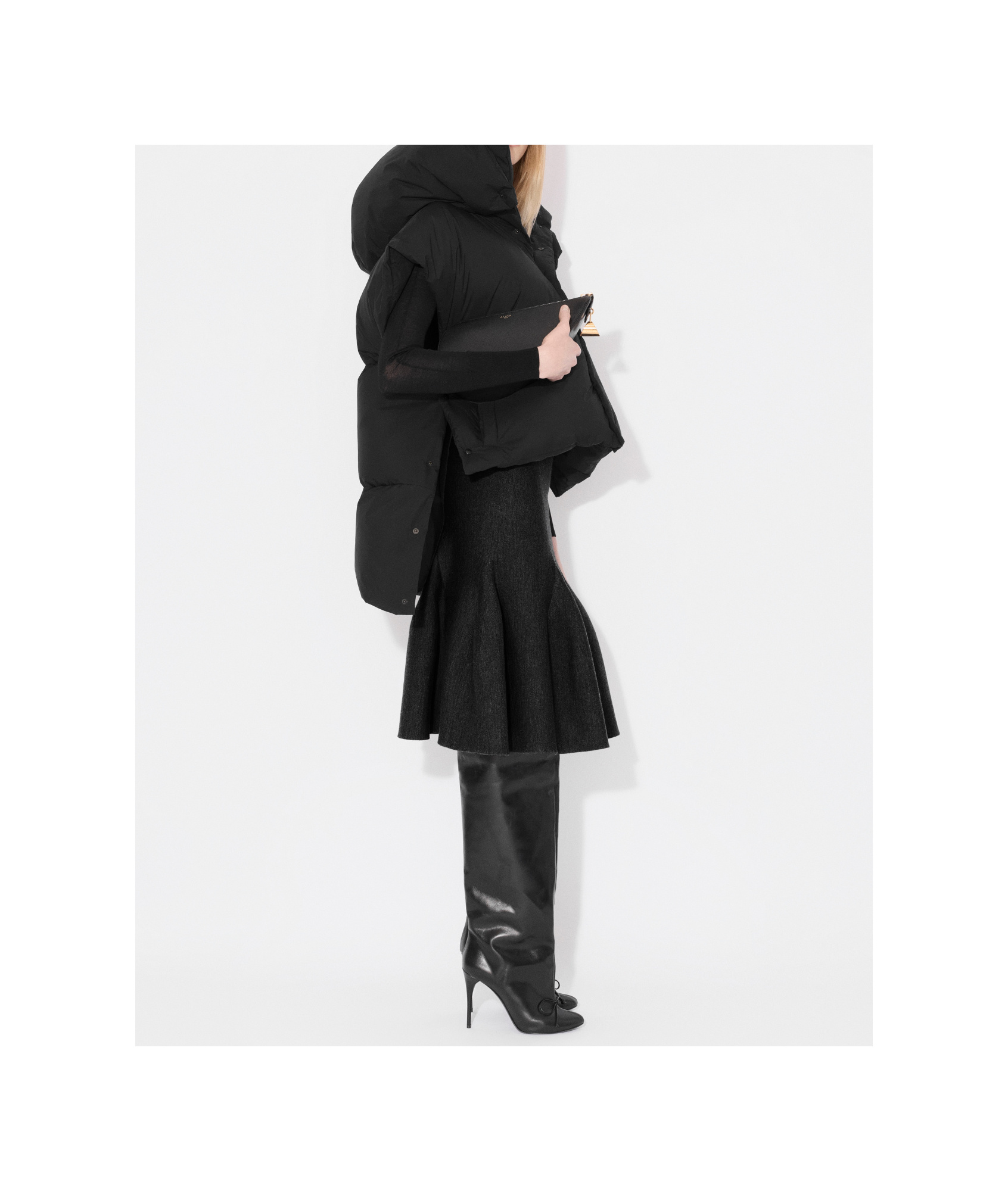 Alaïa Oversize Asymmetric Down Vest Jackets Black In Black