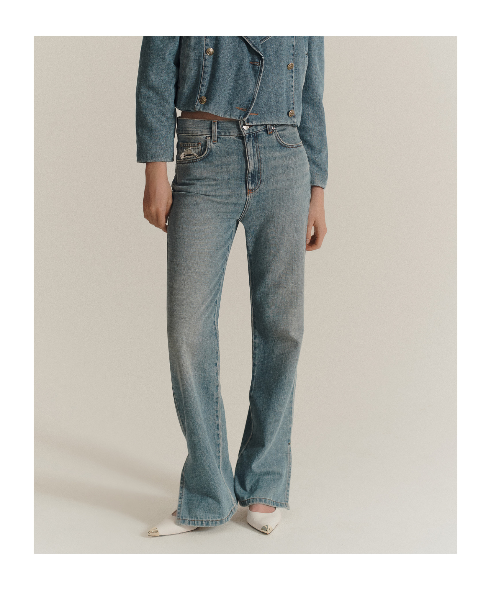 MARELLA WIDE-LEG CROSS DENIM JEANS