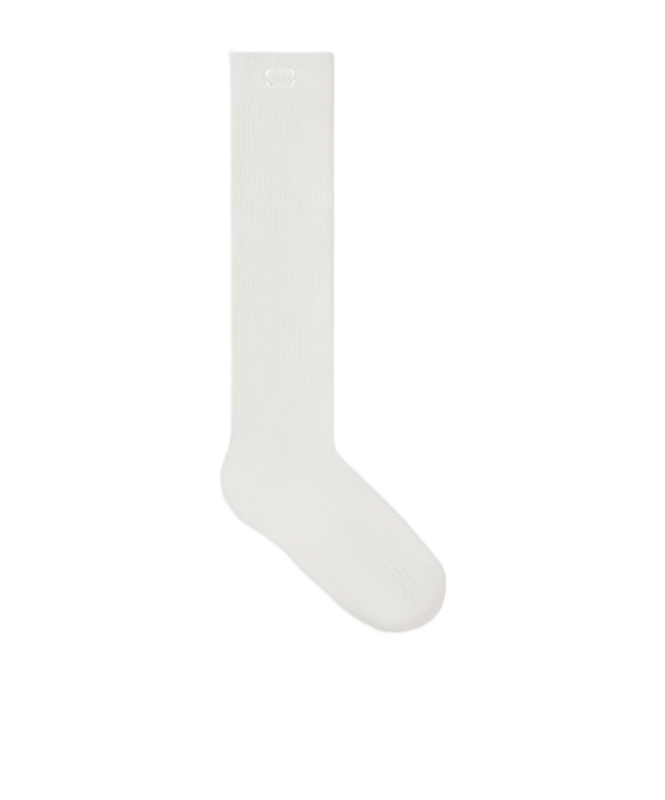 Celine Long Triomphe Socks In Cotton In White