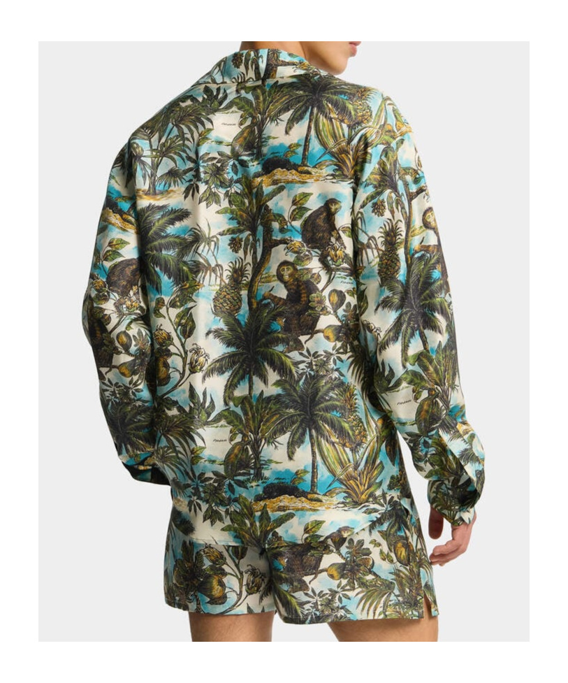 Dsquared2 Monkeyprintnotchcollarshirt In Green