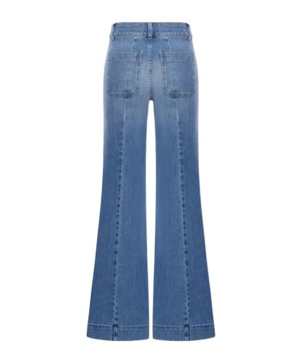 The Seafarer Jane Blue Trousers With Front Pockets And Washed Effect In Cotton Woman In Blue