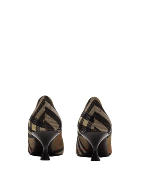 Burberry Checked Kitten Heel Pointed Toe Pumps In Brown