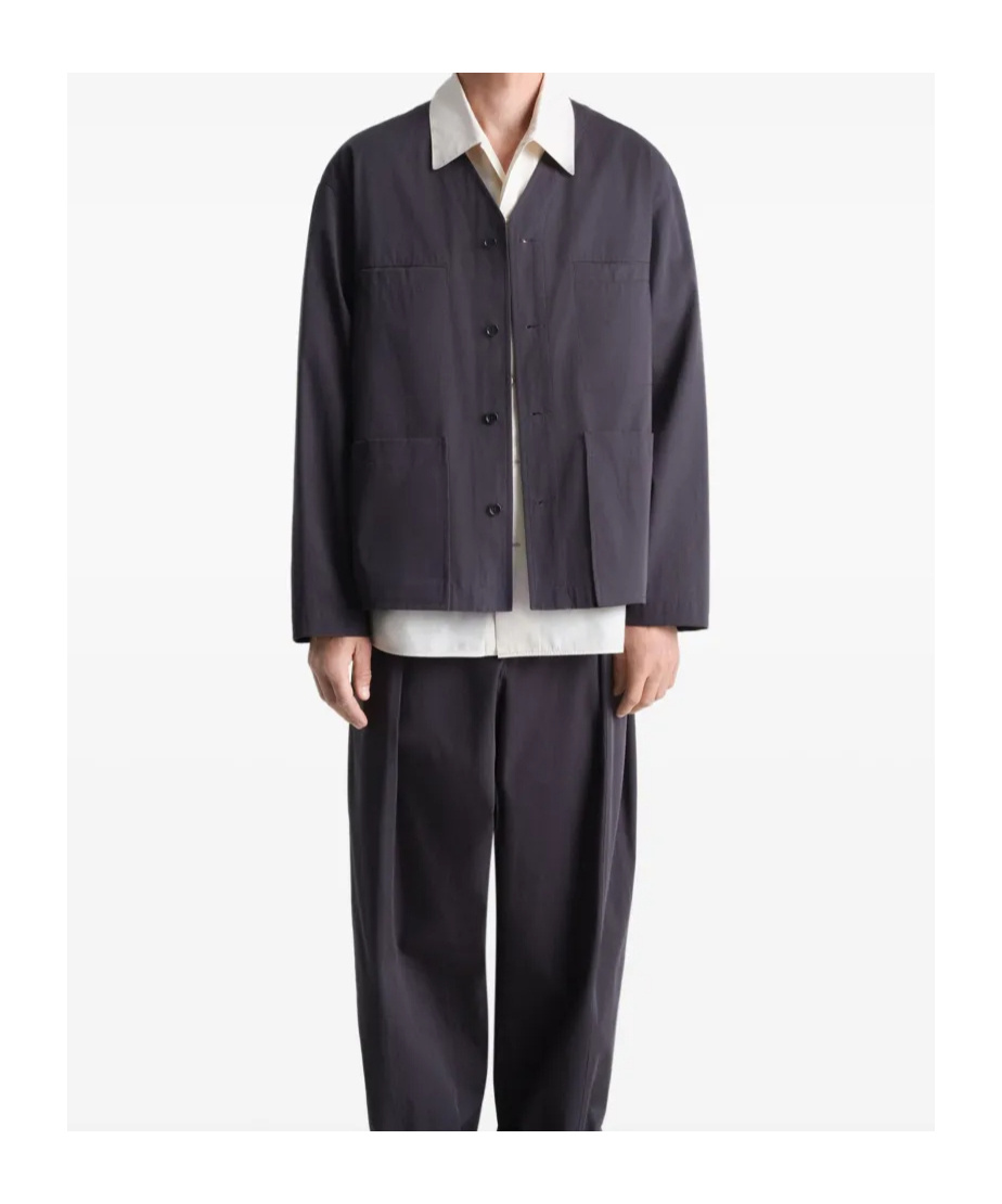 Shop Lemaire Collarless Overshirt In Black