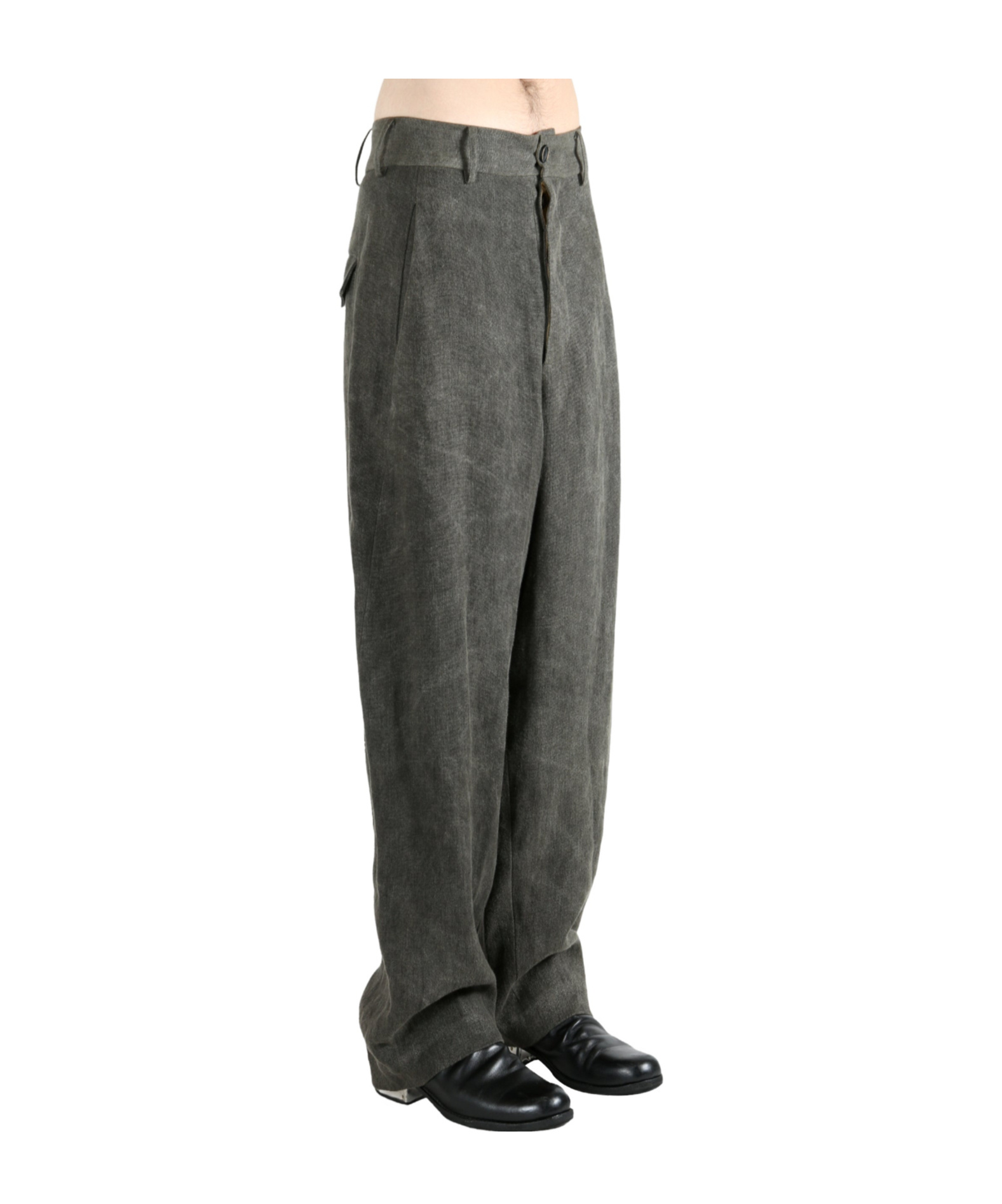 Uma Wang Belt Loop Casual Pants In Black