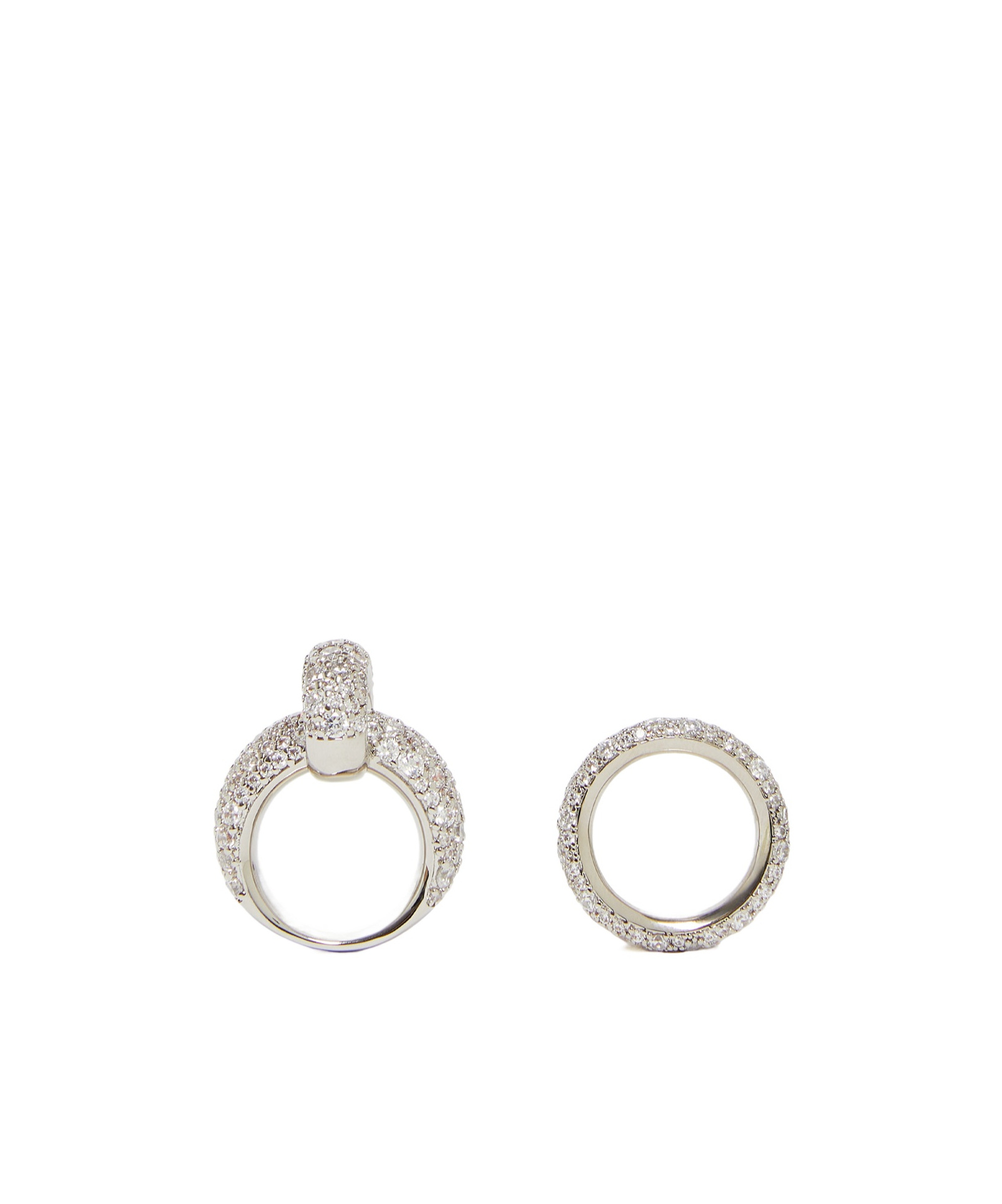 Max Mara Rhinestone Ring Set In Silver