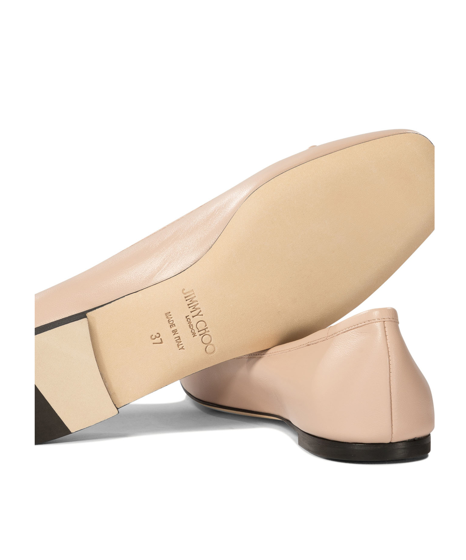 Jimmy Choo Elme Flat Leather Ballet Flats In Neutral