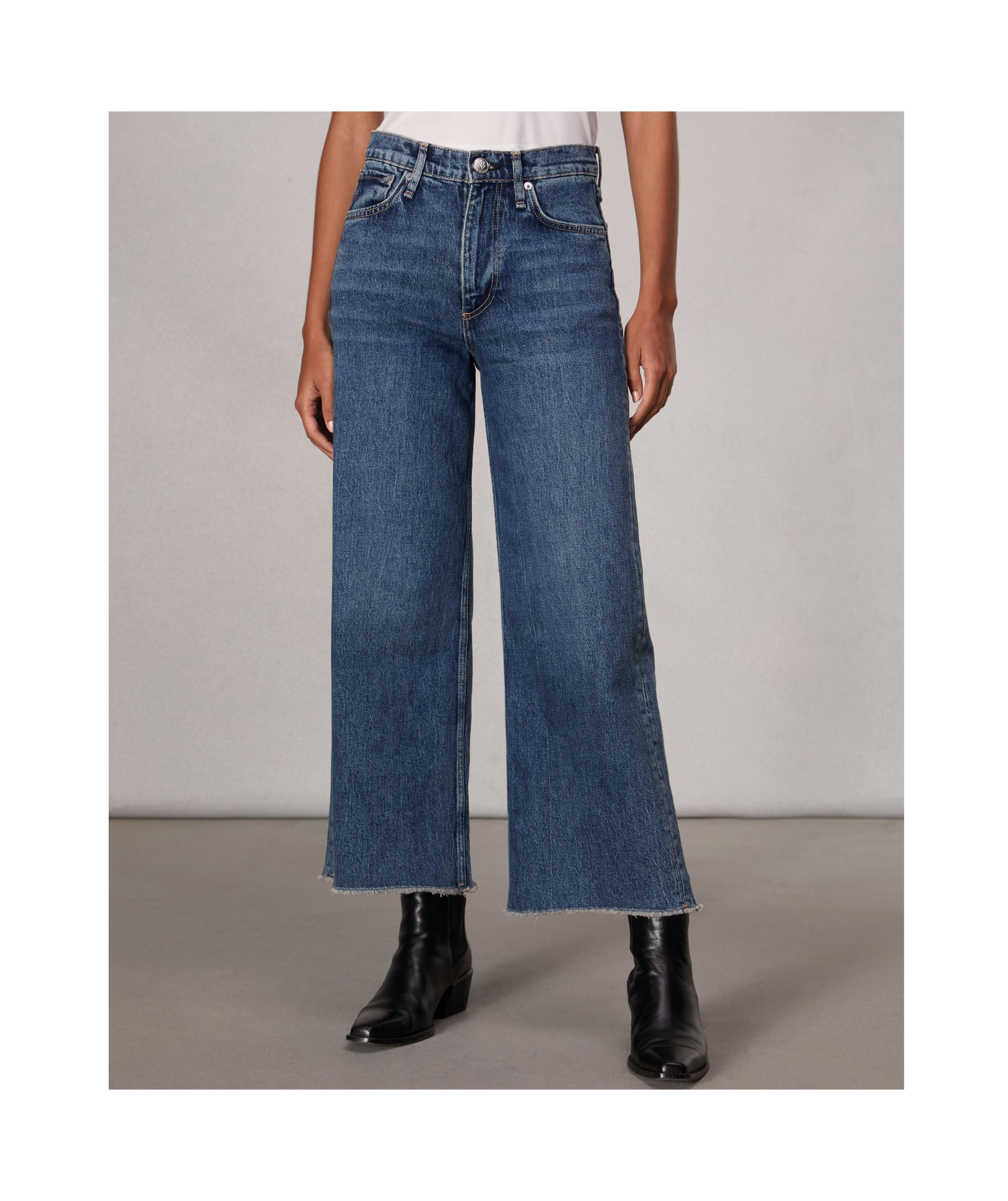 Rag & Bone Logo-patch Cropped Jeans In Blue