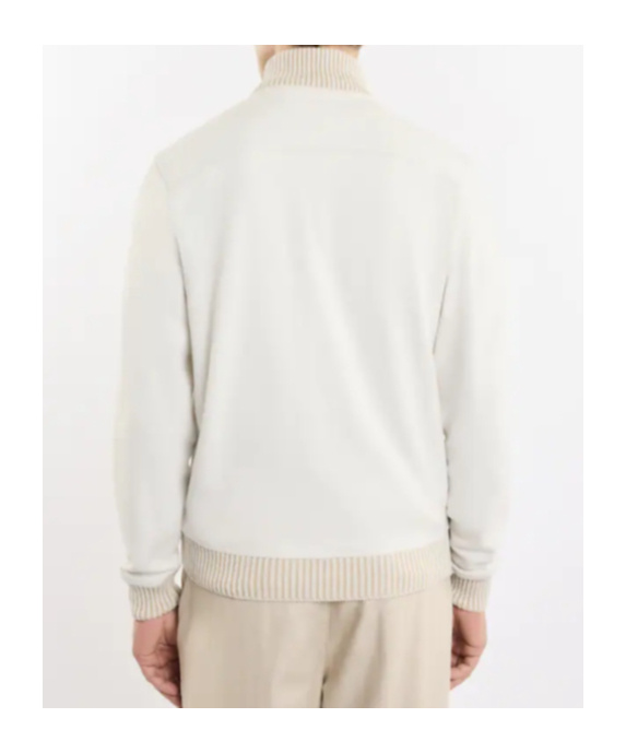 Fay Cotton Bomber Jacket Double Construction In White