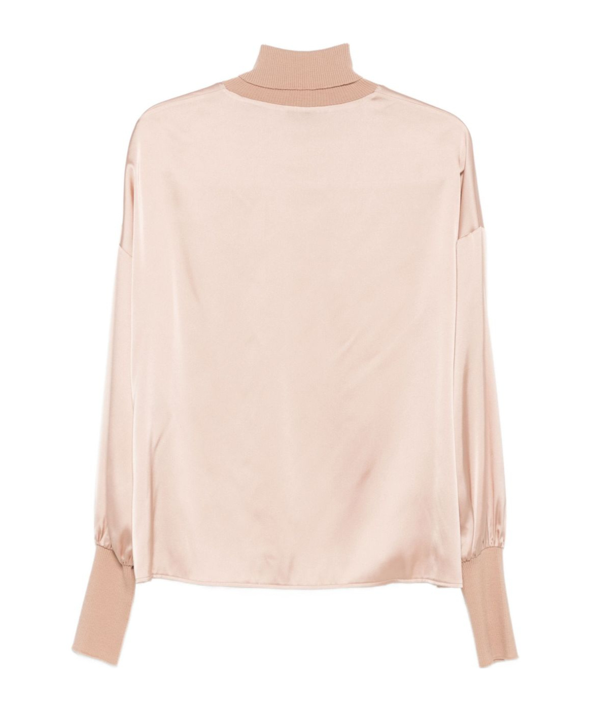 D Exterior Wool Blend Sweater With High Neckline In Brown