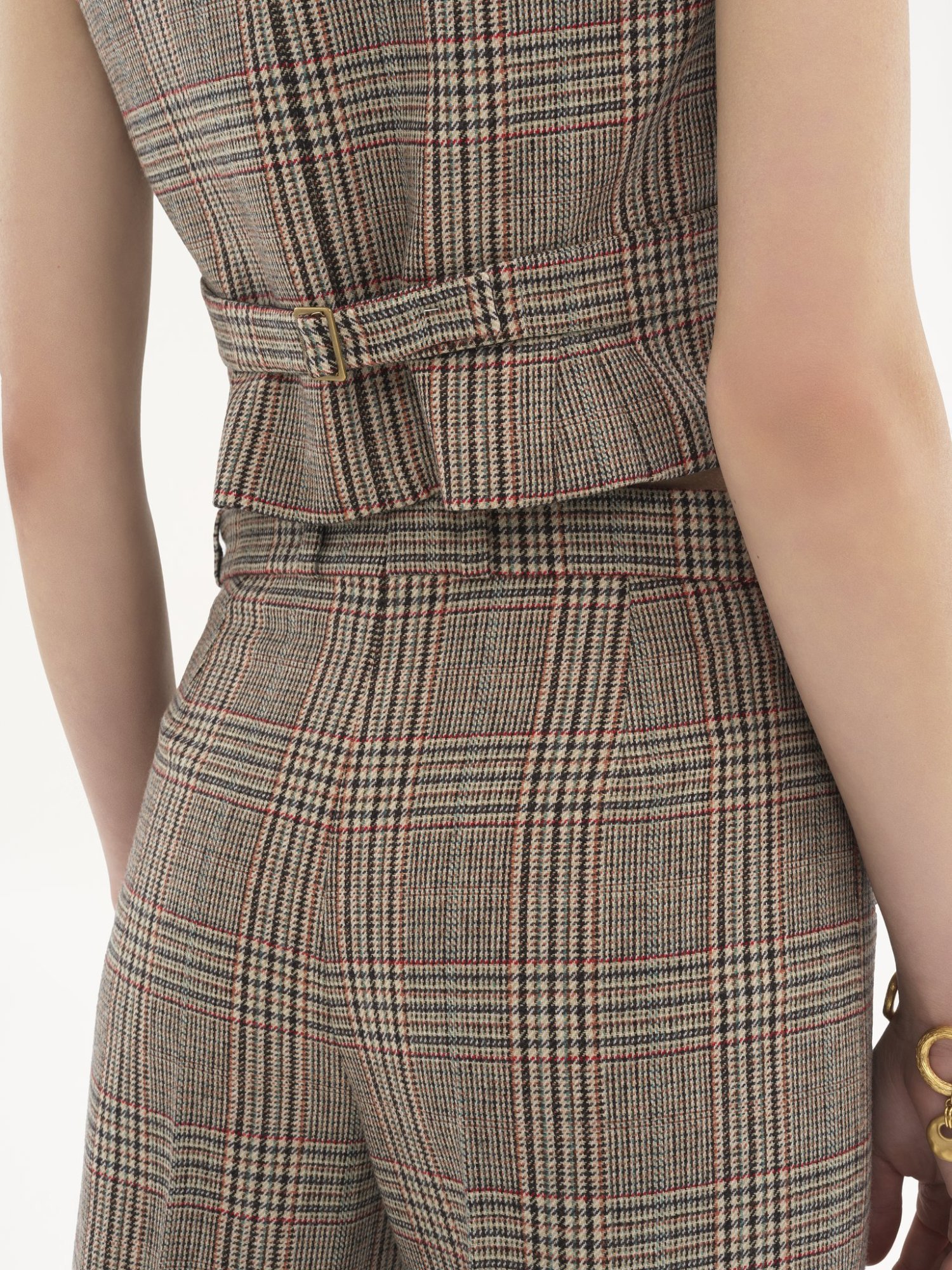 CHLOÉ PLAID WOOL BELL BOTTOMS