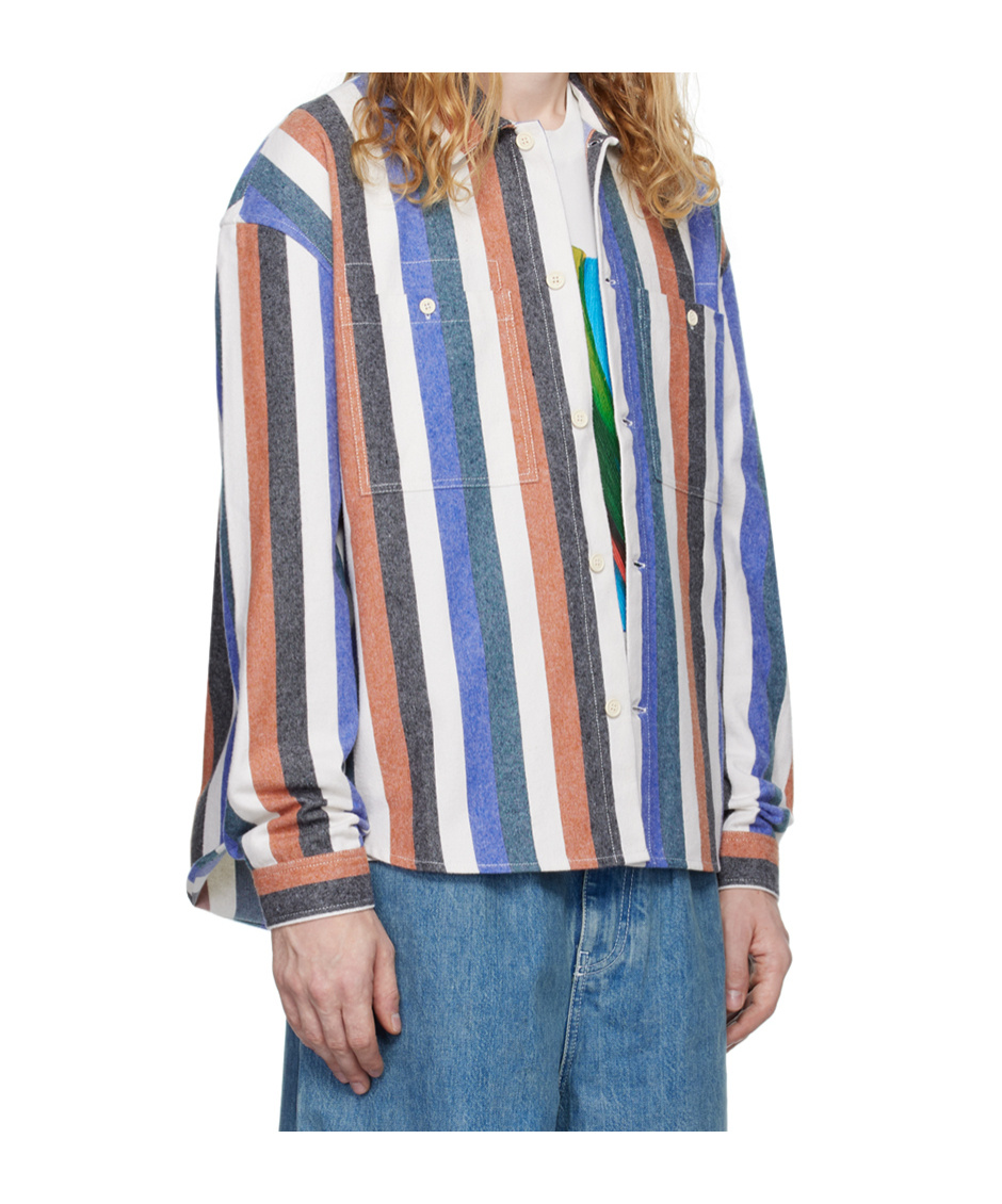Sunnei Multicolor Striped Over Shirt In White