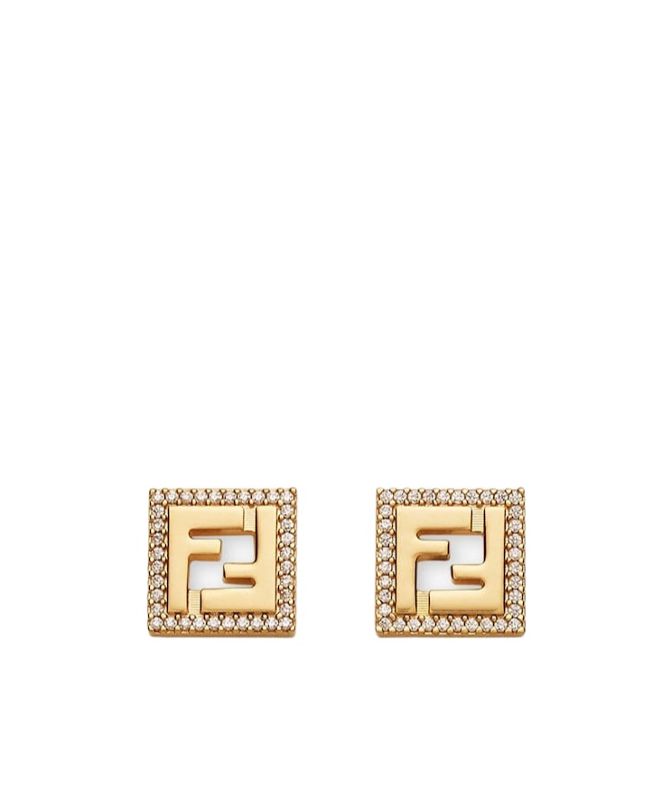 Fendi Ff Pattern Earrings In Yellow