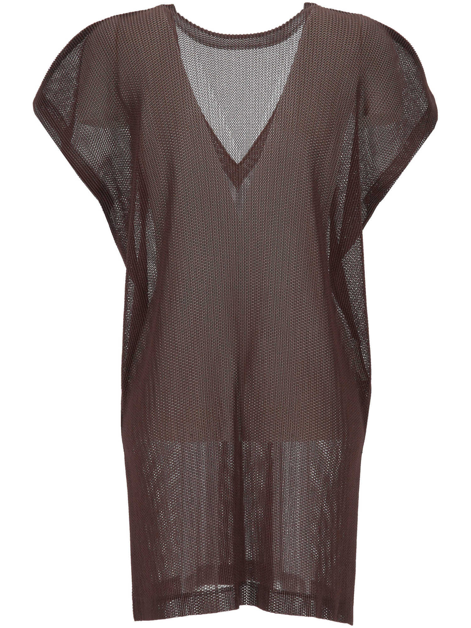 Issey Miyake V-neck Dress In Brown