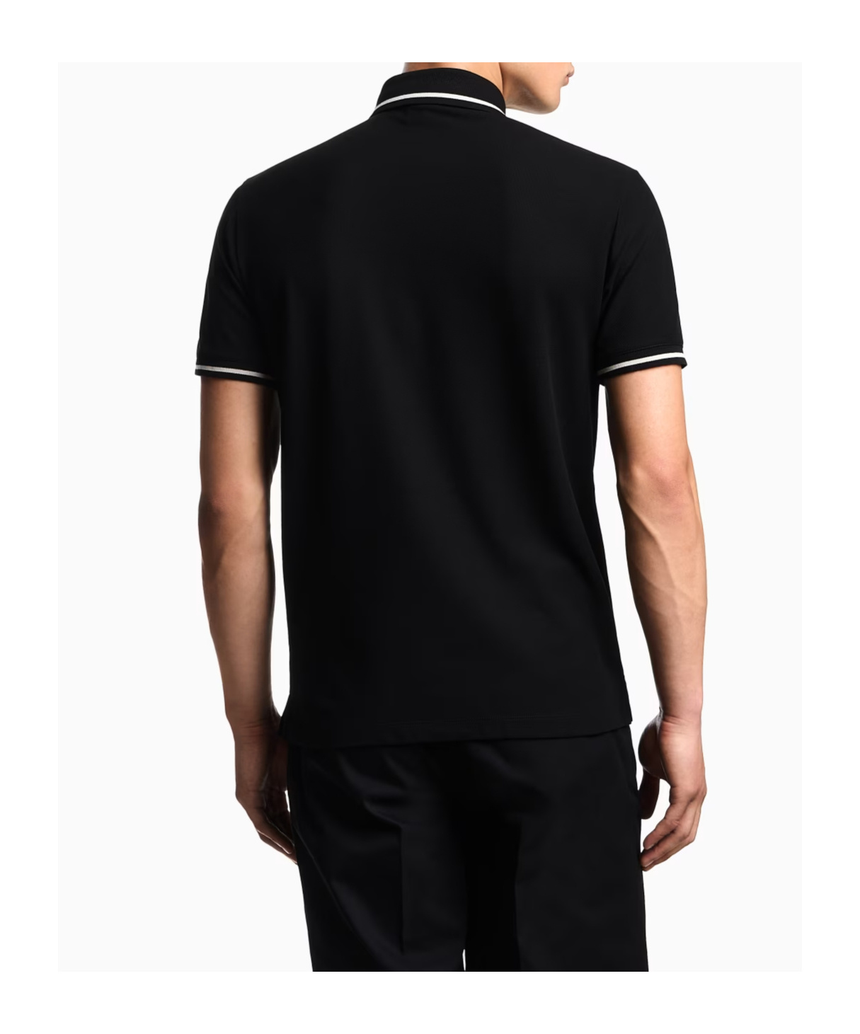 Emporio Armani Classic Piqué Polo Shirt With Polished Collar In Black