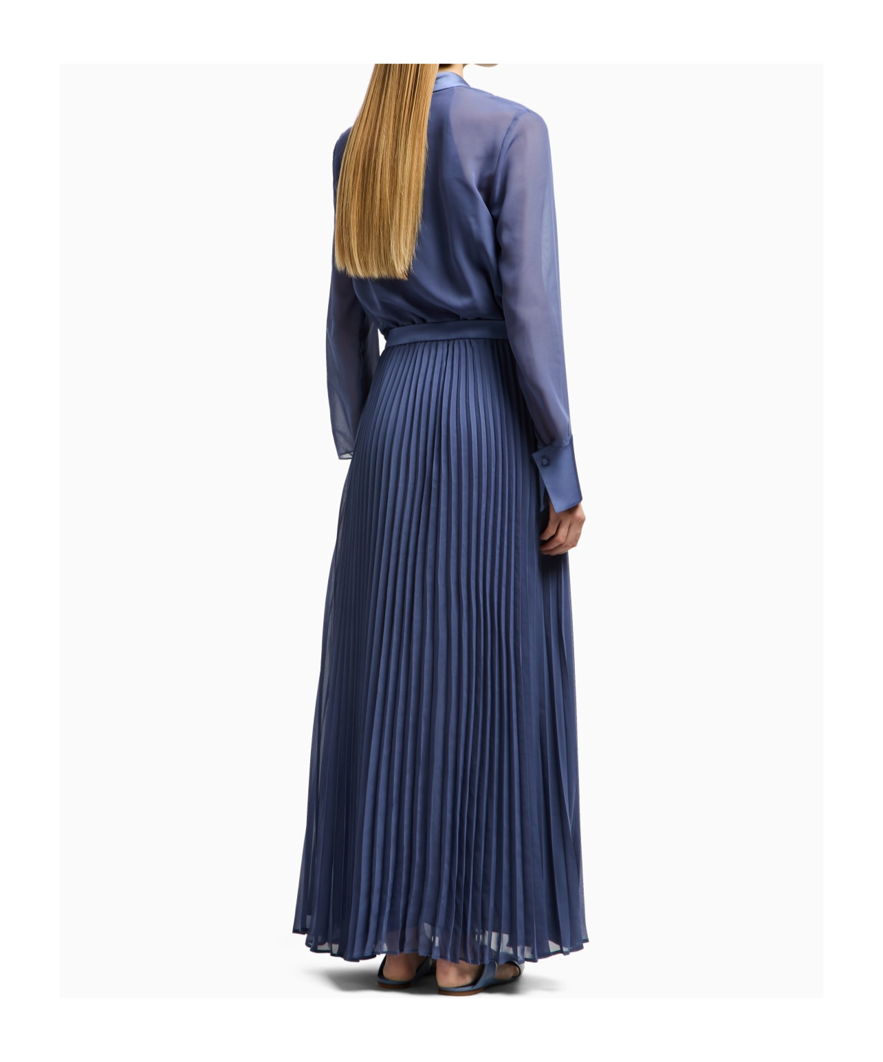 EMPORIO ARMANI EMPORIO ARMANI BOW-DETAILED PLEATED SHIRT DRESS