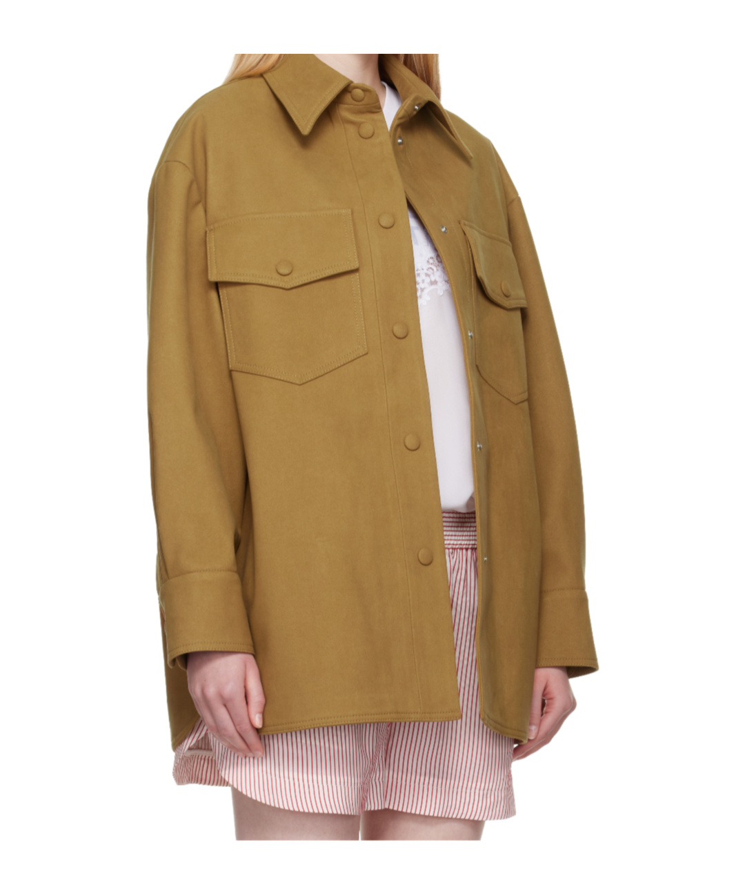 Stella Mccartney Alter Faux-suede Overshirt In Brown