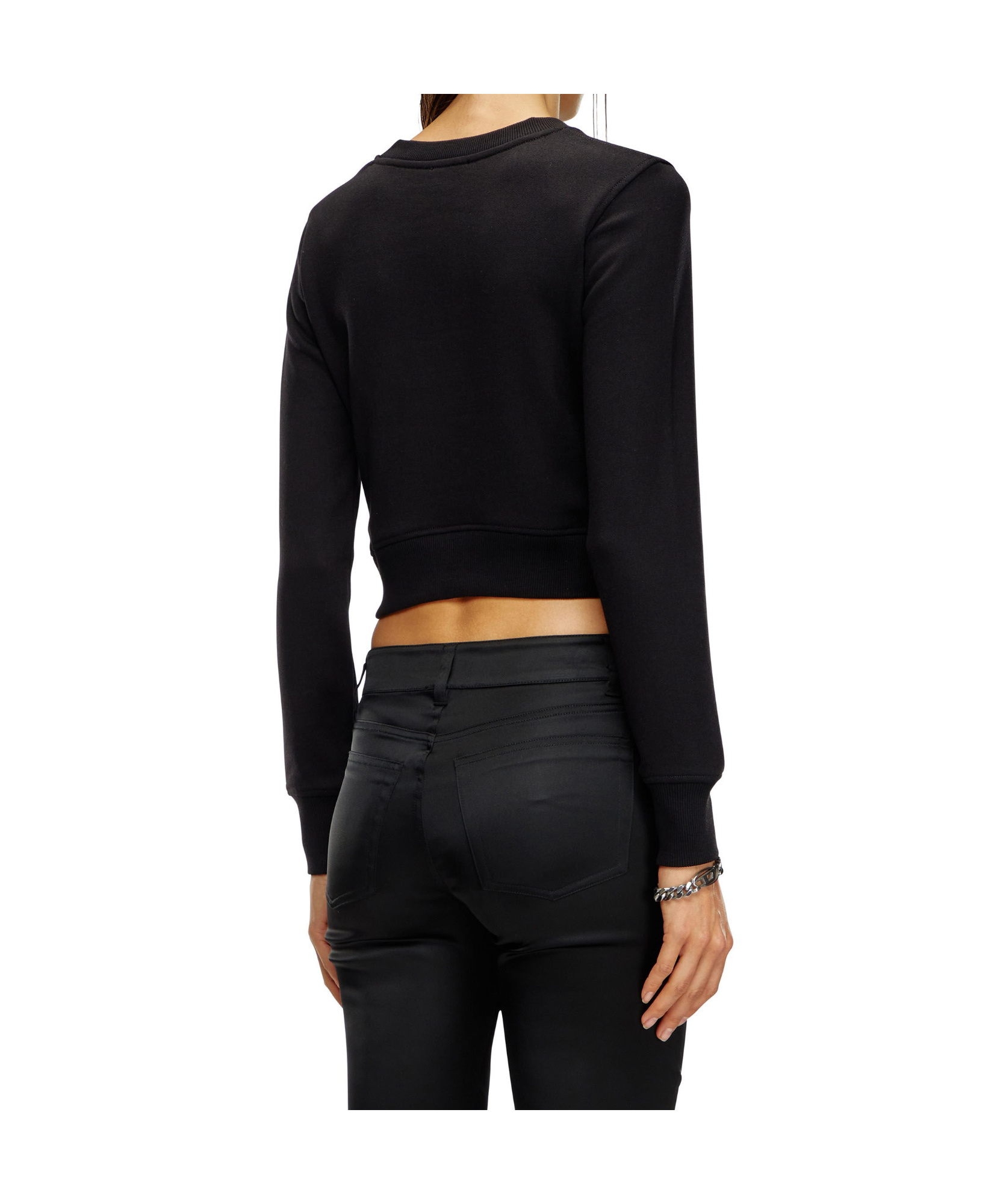 Shop Diesel F-slimmy-od Cropped Sweatshirt In Black