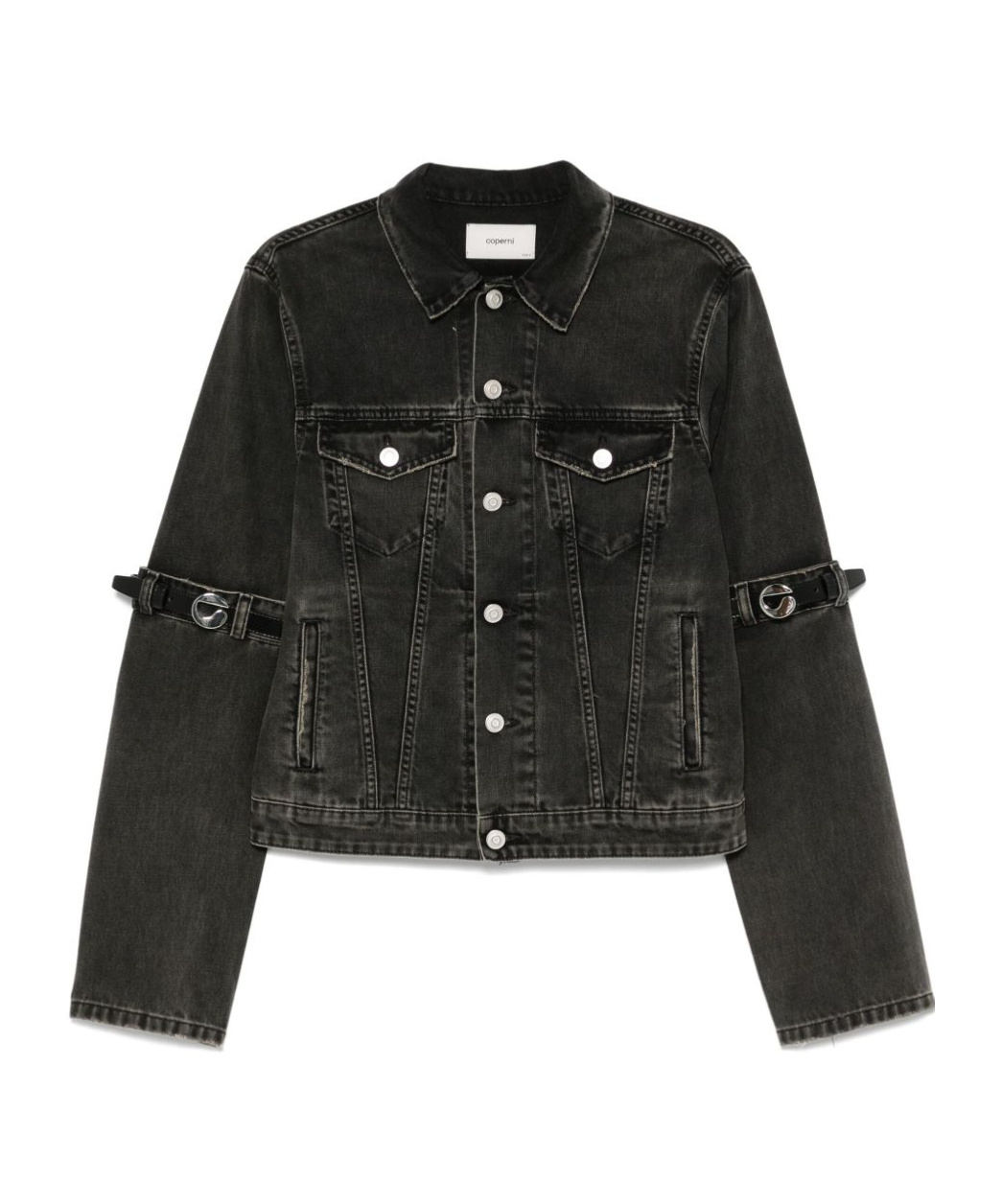 Coperni Oversized Black Denim Jacket With Unique Strap Details In Black