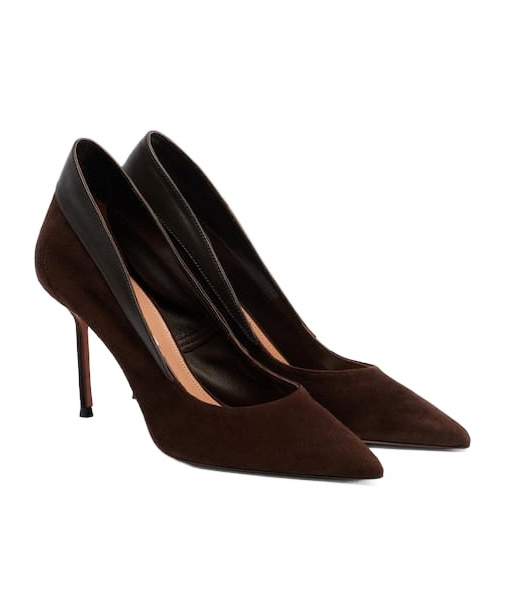 Aquazzura Leather-trimmed Suede Pumps In Black
