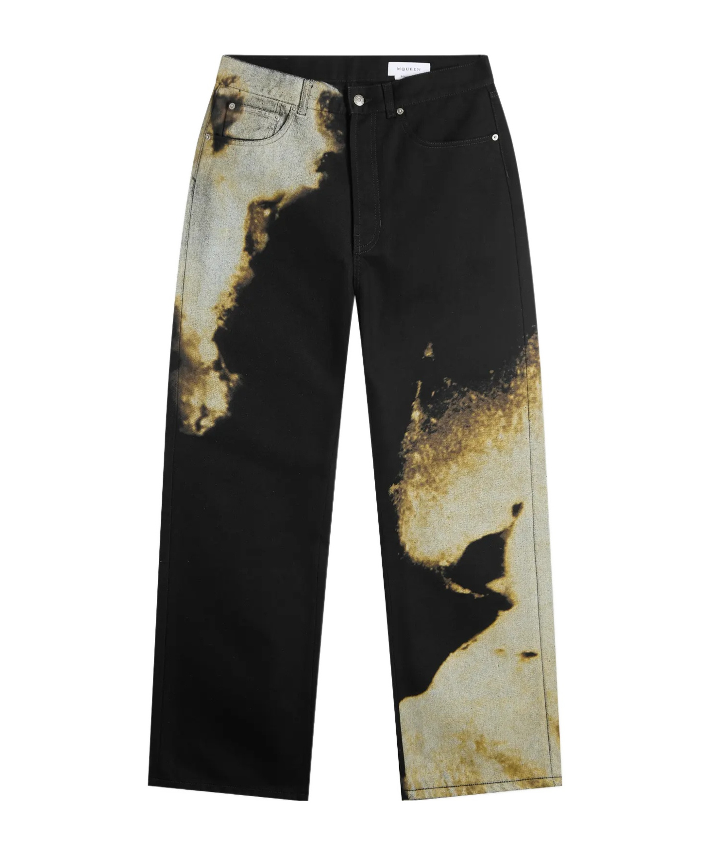 Alexander Mcqueen S Graphic-print Straight Leg Denim Jeans In Black/ivory