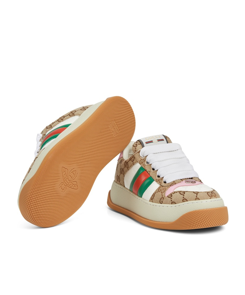 Gucci Multicolor Gg Fabric Double Screener Sneakers In White