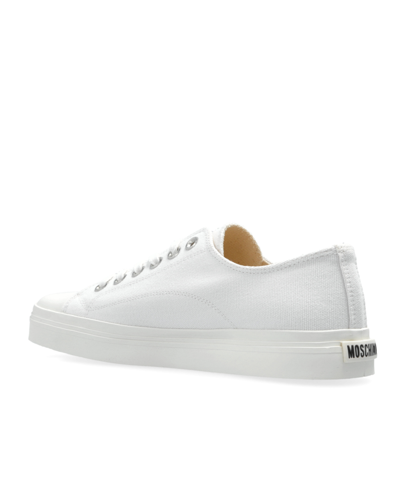 Moschino Square-toe Canvas Sneakers In White
