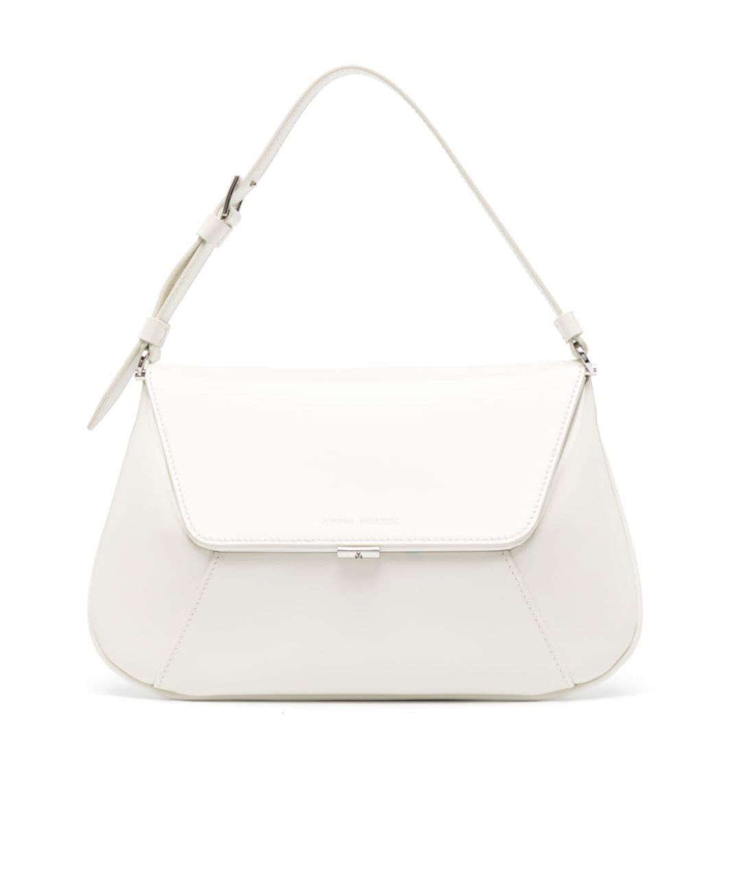 Amina Muaddi Women Black Leather Ami Shoulder Bag In White