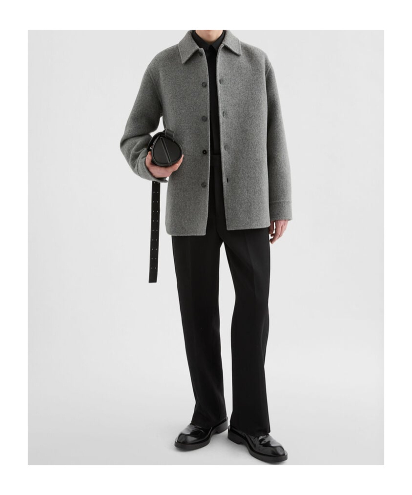 Jil Sander Wool Overshirt Casual Jackets And Parka Gray